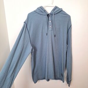 Flag & Anthem Blue Casual Everyday Cotton Blend Henley Hoodie Shirt‎ Size Large
